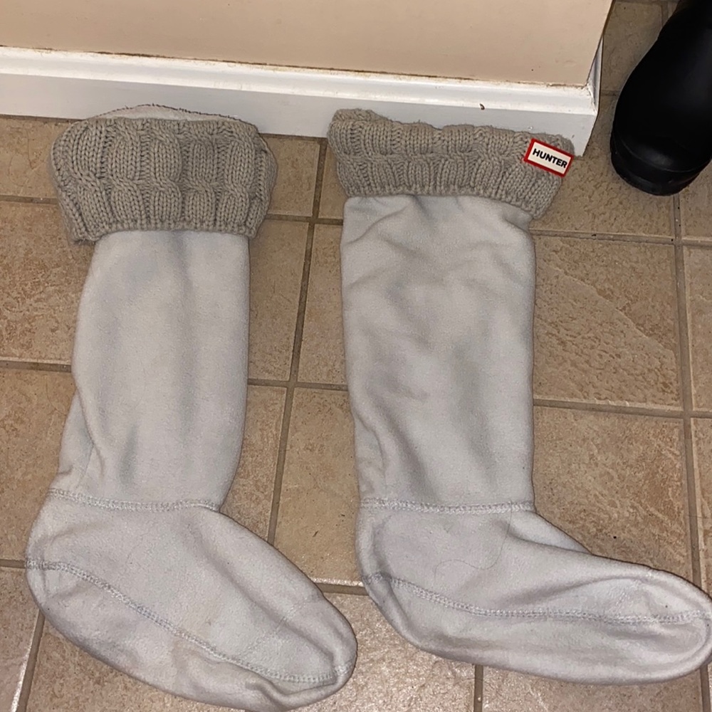 Grey fleece winter sock inserts for rain boots
